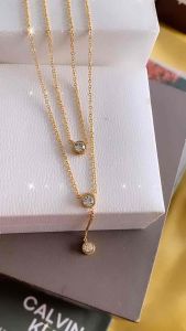 Kalung 2 Layer Titanium Gold Hijabers Trend Ootd CXB432