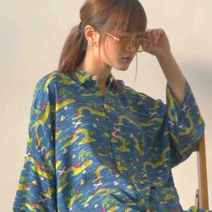 เสื้อเชิ้ตยูนิเซ็กส์โอเวอร์ไซส์ ลายฮาวาย