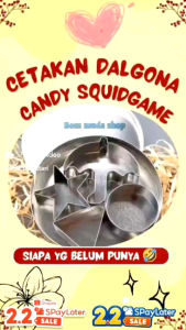 1set 4pcs Cetakan permen squid game Dalgona/Cookies Cutter sugar / Cetakan permen diagonal squid game pulset /Cetakan permen Dalgona unik