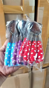 12Pcs Sendok Makan Polkadot Stainless / Sendok Polkadot Isi 6 Pcs / Sendok Makan Motif