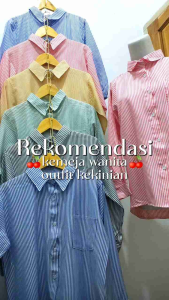 Kemeja salur wanita terbaru kekinian/kemeja muslim trendi