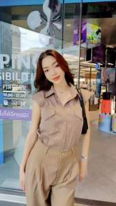 เชิ้ตแขนกุดงานดีสไตล์เกาหลี สวยงาน ผ้าดี ราคาเป็นไปได้ แมทช์เชื่อมต่อใหม่