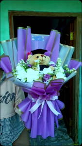 buket bunga artificial / buket boneka+bunga artificial