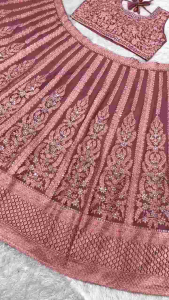 [PRE-ORDER] Semistitched Heavy Faux Georgette With Real Mirror Work Lengha ( Delivery 15 days )