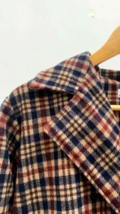 Baju Blazer Muslimah Perempuan Trench Coat Semi Wol Motif Kotak Kota Cantik Nara Winter Coat