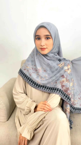 Hijab Segiempat Voal Motif Premium / Merva Premium Voal Motif Non Label