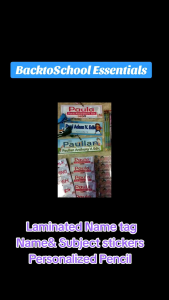 Laminated name tag with lace Name&subject stickers Personalized pencil