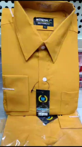 Wendya.T Kemeja Formal Reguler Warna Kuning mustrad✓Kemeja Pria Polos Lengan Panjang