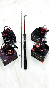 Set Joran Spinning Carbon Solid Aewa Sancai 165 180 + Reel Adora / Akoya / Nagita / Zeno / set joran spinning carbon solid