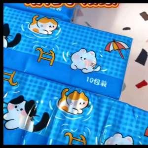 10 Pack Cat Print Facial Tissues 5- Layer Soft & Thick 50 Ply 200×200mm Daily Home Use Kertas Tisu Serbaguna Kertas Lembut Berkualiti Tak Mudah Koyak Size Kecil Senang Bawa手帕纸5层加厚小包便携式纸巾学生宿舍餐巾纸旅行随身面巾纸