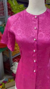 ÁO BÀ BA TAY NGẮN GẤM VÂN HOA CÚC TRÒN (KHÔNG KÈM QUẦN)