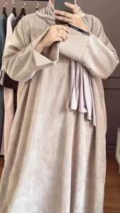 Gamis Abaya Semi Batwing Bahan Corduroy Terbaru Busui Wudhu Friendly Doha By Khadijah