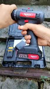 Bor Listrik Reaim 399V Mesin Bor Baterai Tangan Impact Cordless Drill - Bisa Beton 2 Aki 25 Mode Full Aksesori