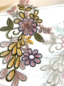 H2232 lace bordir bunga payet korean style