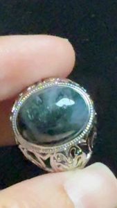 (Real Unit) Aquatic Agate/ Moss Agate Adjustable Big Ring 天然水草玛瑙可调 戒指 (S/n: 3131001)