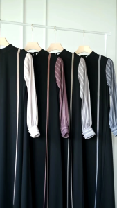 GAMIS BLACK MIX GRAY TERBARU SYARI SYARI TRENDI BRANDED PRODUK PREMIUM FASHION MODERN MEWAH ELEGAN BAJU DRESS ETNIK MUSLIM