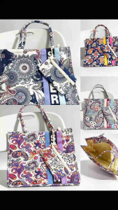 Paisley Floral Print Tote Bag with Matching Zipper Pouch Large Capacity Shopping Handbag