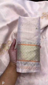 Pastel Colours Organza Silk Saree with Jacquard & swaroski work with organza silk Blouse Piece Sarees for Women