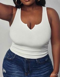 PLUS SIZE SLEEVELESS NOTCH TOP - PLUS SIZE U NECK TOP - PLUS SIZE CROP TOP