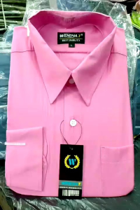 Wendya.T Kemeja Pria Formal Warna Pink Fanta✓Kemeja Polos Lengan Panjang