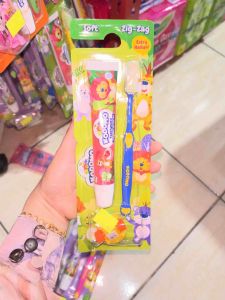 Kodomo 2in1 Paket Sikat Gigi + Pasta Gigi Zigzag Plus Hadiah Rasa Anggur Jeruk Stroberi