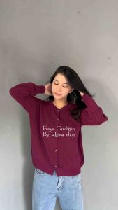 Freya cardy / cardigan rajut polos kancing wanita / cardigan saku wanita korea / cardigan basic