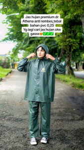 Jas Hujan Pria Wanita Setelan Jaket Celana Premium Waterproof