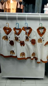 #ชุดกระโปรงเด็ก ชุดเดรสเด็กผู้หญิง ตกแต่งลายช้าง ผลิตจากผ้าฝ้าย 100% ใส่สบาย ไม่ร้อน ระบายอากาศดี สำหรับเด็กอายุ 1 ปี - 5 ปี