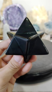 Natural Mexico High Grade Black Obsidian Crystal Merkaba Star Ornament BBM01 #Obsidian