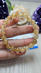 【Certificate】💯Natural Golden Quartz Rutilated Bracelet 9mm💯纯天然钛金发晶带闪闪招财能量手串 9mm Gelang Tangan Kuarza Emas 9mm