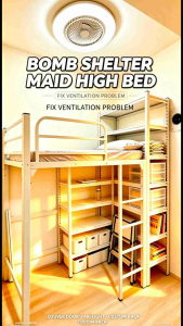 Custom Made Maid Bed Frame | HDB/condo Bomb Shelter Room Renovation Ventilation Improvement Custom Storage Loft bed for Helper Room Custom singapore