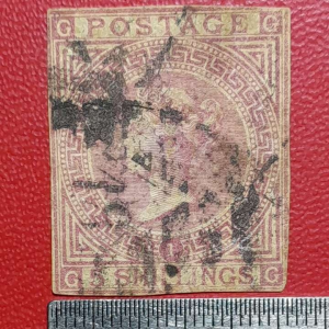 Koleksi Prangko kuno british lawas 5 shilings Queen Victoria 1867 USED