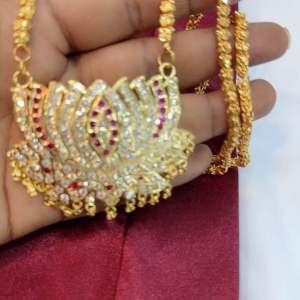 indian gold plated big pendant with chain 30” inch