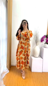 Dress Wanita Busui Dan Bumil Terbaru 2025 - Daster Jumbo Motif Daun bahan rayon adem dan lembut LD 120