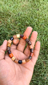 GELANG KOMBINASI KAYU BERTUAH NUSANTARA MOTIF TABUNG SIZE-8MM