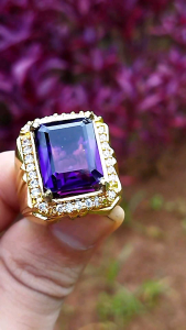 Cincin Batu Kecubung Crystal Kotak Natural