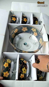 G044 [7 PCS] MANGKUK ES BUAH MOTIF BUNGA MANGKOK HAMPERS MANGKOK SOUVENIR