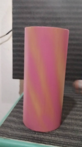 ALKANSYA PVC 10cm x 25cm Pink and yellow gradient cylindrical vase for home decor on textured surface.