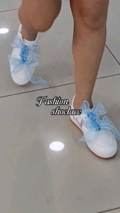1pair Flat Sheer Shoe Laces 4cm Wide Fashion Snow Yarn Shoelace Lace Fancy Shoe lace For Women Girls Shoe accessories