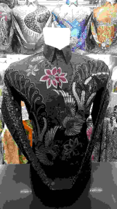 Batik Pria Lengan Panjang Katun Solo Lapis Furing Coklat Tua Premium