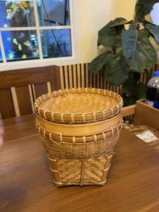 กระบุงโกยเงิน รุ่นยกขอบ กระบุงเงิน กระบุง งานละเอียด กว้าง 20 ซม.สูง 20ซม. ยาว 20ซม.