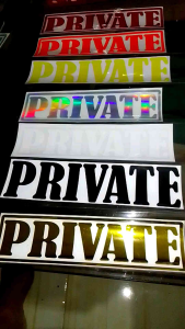 PRIVATE / SERVICE CAR STICKERS REFLECTORIZED EBIKE MOTOR STICKERS ACCESORIES
