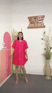 Lola Midi Dress Daster Pendek Rayon Full Kancing Polos LD 120 Terlaris