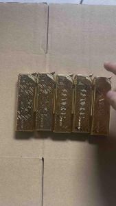 Combo 5cái Hộp quẹt bật lửa khò chống gió vỏ kim loại màu Vàng Langke nạp được ga khi hết