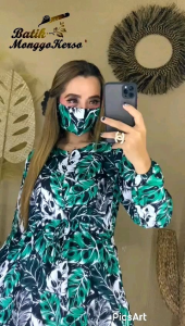 Setetan Tunik Dewasa Terbaru 2022 Motif Janda Bolong Tali Serut Free Masker LD110