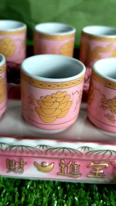 Bộ áng 3 ly5 ly đựng nước thờ cúng hồng đào