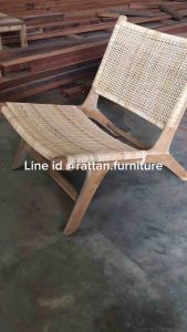 เก้าอี้บีช หวายสาน นั่งกว้าง 62 ซม งานไม้สักดิบ ไม่ทำสี