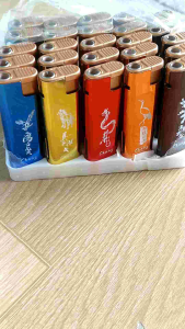 Combo 5 chiếc quẹt khò tia xanh chống gió shenlon Vỏ kim loại sáng bóng in hình thư pháp có đích bơm gas lại khi hết