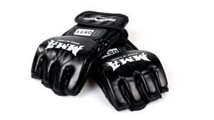 TaffSPORT Sarung Tangan Half Finger MMA UFC Boxing Leather Glove - FE-BO0027 - Black