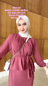 One Set Baju dan Rok Wanita Remaja Semi Formal Friendly Busui Crinkle Airflow